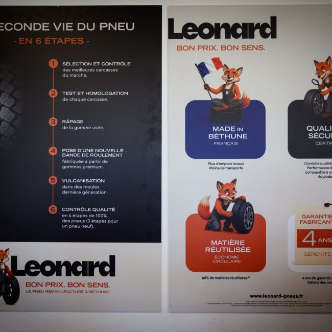 Leonard présente les étapes de remanufacture de ses pneus. ©Leonard